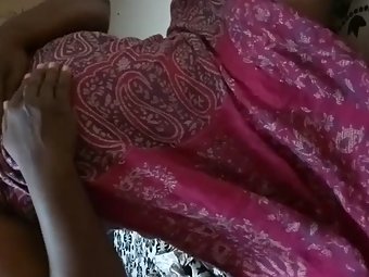 Indian Bhabhi In Pink Sari Stripped Naked For Late Night Sex