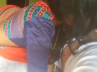 Desi Housewife Seducing Husband Giving Blowjob In Sari